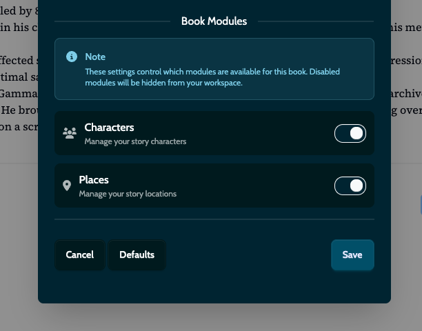 Modular Widget Settings