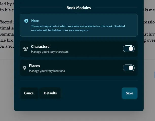 Modular Widget Settings