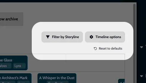Timeline Reset Button and Organized Menus