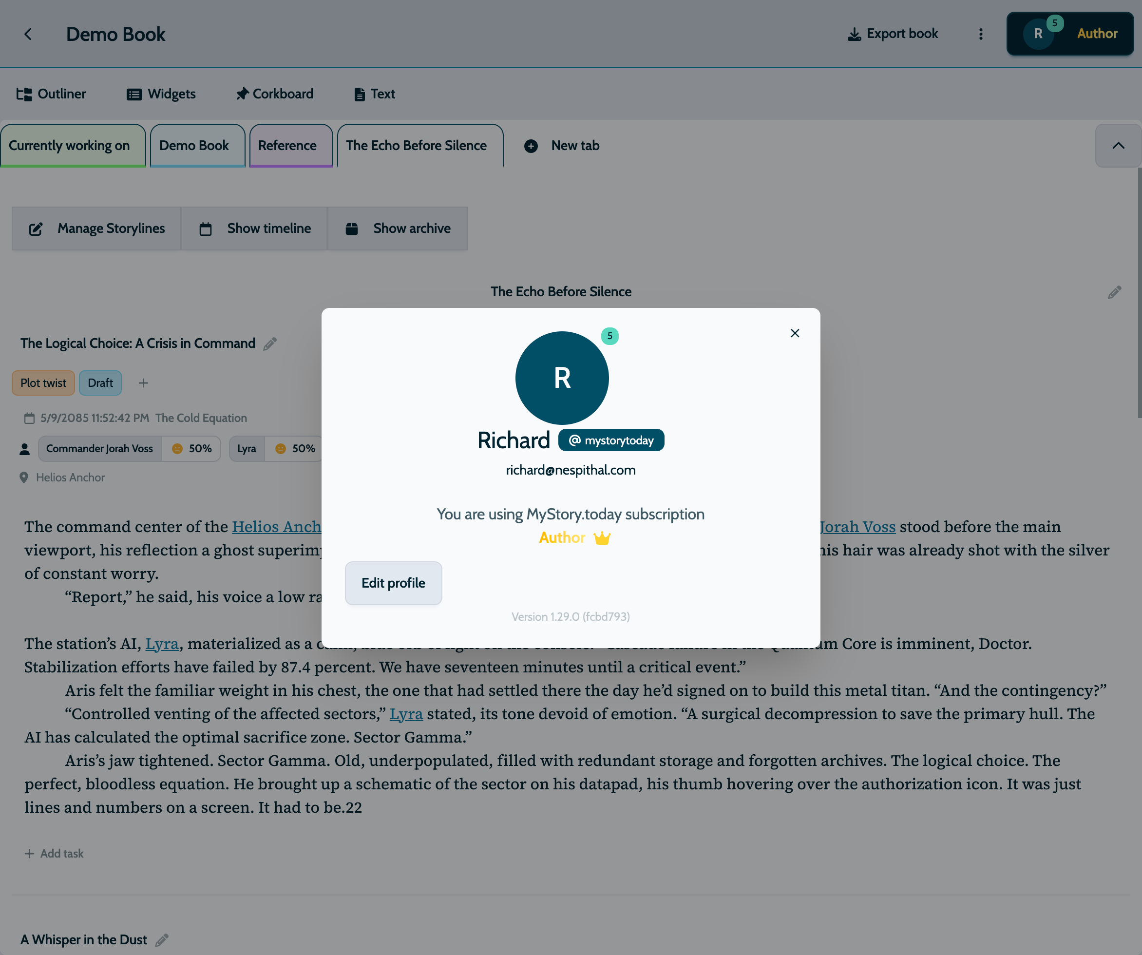 Profile settings comparison - Before