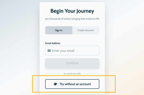 The button for creating a guest account