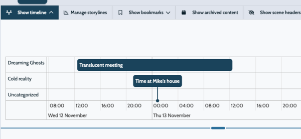 Total timeline view with two scenes
