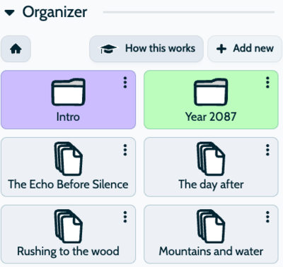 The new organizer helps you to structure your novel